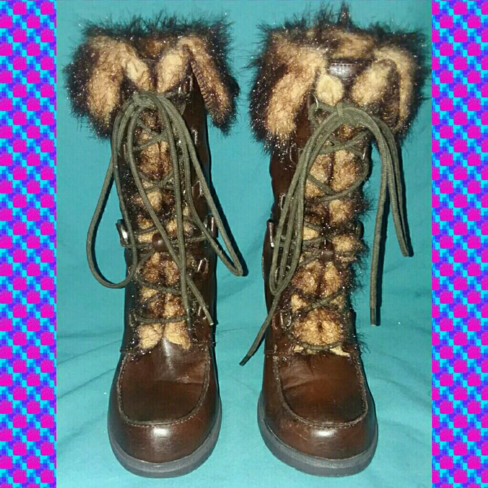 Brown Leather High Heel Boots